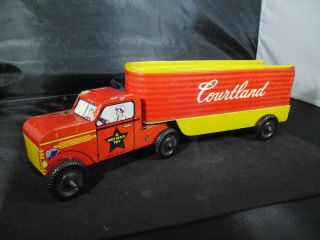 Vintage Walt Reach Toys Courtland Tin Lumber Tractor Trailer Made In Usa