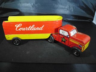 Vintage Walt Reach Toys Courtland Tin Lumber Tractor Trailer Made in USA 2