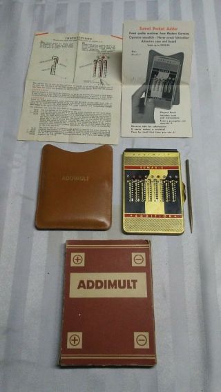 Addimult Sumac - S Adding Machine Calculator 9 Column Brass Finish - West Germany