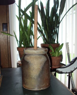 Antique/ Primitive Stoneware Butter Churn - Half Gallon Size