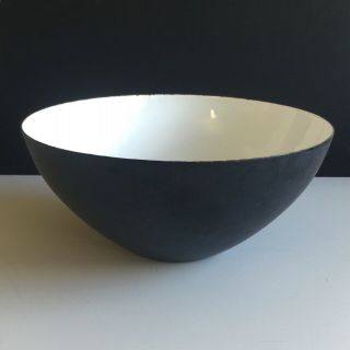Vintage Krenit Black And White Enamel 10 " Bowl