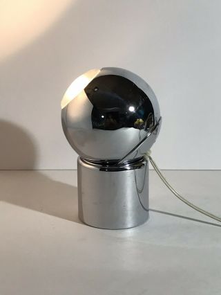 Vintage Chrome Orbiter Spot Light / Desk Lamp - Chrome Ball W/ Magnet Swivels