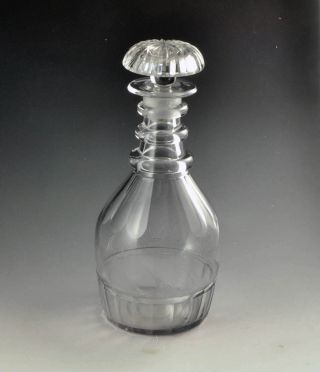 Antique Flint Glass Crystal Liquor Decanter With 3 Applied Rings C.  1810 - 20