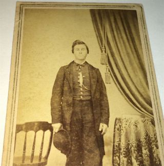 Rare Antique American Civil War ID ' d Drummer 44th Iowa Reg.  Infantry CDV Photo 3