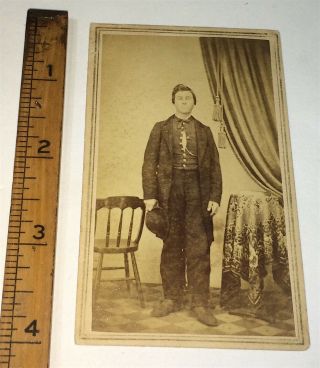 Rare Antique American Civil War ID ' d Drummer 44th Iowa Reg.  Infantry CDV Photo 4
