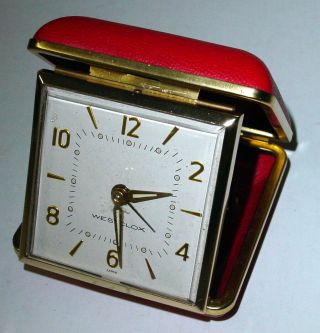 Vintage Westclox Red Travel Alarm Clock Made In Japan