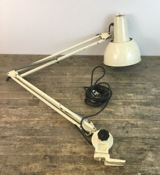 Large Vintage Anglepoise 82 Cream Machinist Table Clamp Light.