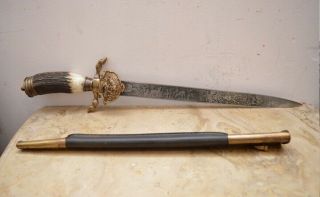 German Hunting Dagger Wwii Old Cutlass Sword 47cm Deer