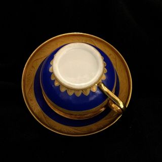 ANTIQUE FRENCH PORCELAIN CUP & SAUCER GOLD - BLUE COLOR MAGNIFICANT FROM 19 CEN. 3