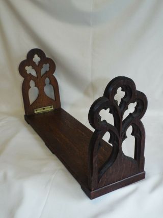 Large Antique Oak Carved Gothic Book Stand,  Sliding Bookslide,  18 " To 25 ",  C1896.