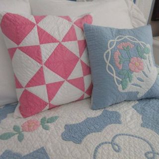 Sweetest Patchwork Pink & White Cottage Perfect Vintage 30s Quilt Pillow 14 " 2