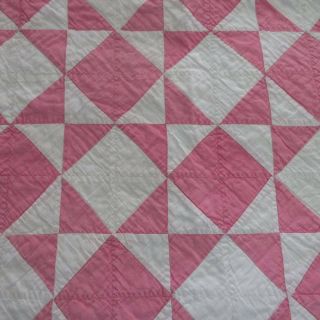 Sweetest Patchwork Pink & White Cottage Perfect Vintage 30s Table or Crib QUILT 2