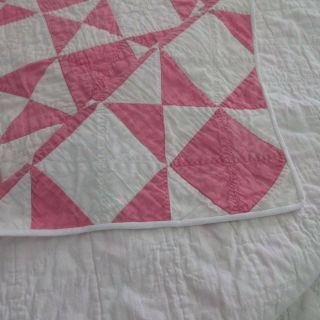 Sweetest Patchwork Pink & White Cottage Perfect Vintage 30s Table or Crib QUILT 4