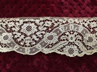 18th C.  Antique Argentan Needle Lace Edging 21 " By 2 1/4 "