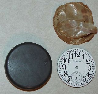 Antique Hamilton Rr Railroad Porcelain Pocket Watch Face 1.  75 " 44.  45mm & Case Nr