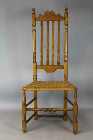 Rare William & Mary 18th C Chelmsford Ma Bannister Back Chair Octagonal Posts
