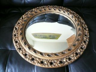 Vintage Fisheye Convex Mirror Gold Edge