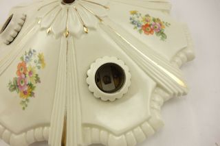 Antique 1930 ' s Porcelier 3 - Bulb Porcelain Ceiling Light Fixture A 4