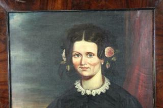 A GREAT EARLY 19TH C OIL ON CANVAS PORTRAIT OF A WOMAN IN BLACK DRESS WITH BOOK 4