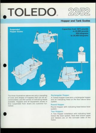 Rare Vintage Toledo Scale Brochure: 2352 Hopper & Tank Scales