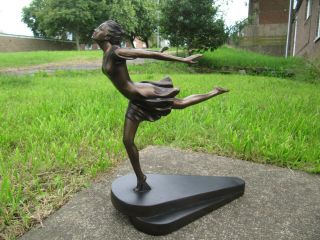 Past Times Art Deco Style Bronzed Resin Skating Or Dancing Lady Figure Ornament