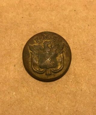 Rare Civil War Era Brass Military Eagle Button " F.  M.  S.  " Ridabock Ny Corps