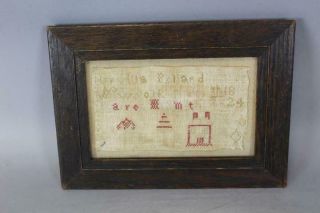 A RARE MINIATURE DATED 1824 PA NEEDLEWORK SAMPLER URVILLA POLLARD DEC 28,  1824 3