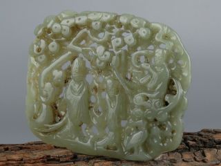 Chinese Exquisite Hand - carved the ancients Carving Hetian jade statue 2