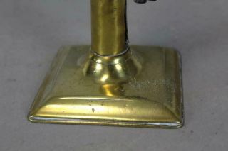 RARE 18TH C QUEEN ANNE PERIOD BRASS CANDLESTICK WITH WEDDING BAND DECORATION 3