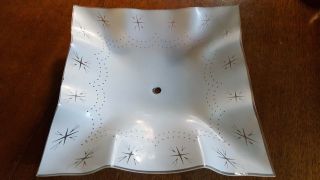 Atomic mid - century frosted glass with starburst ceiling light fixture shade 3
