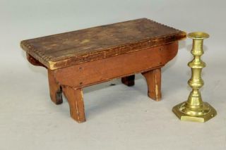 A Late 18th C Wooden Foot Stool Boot Jack Ends Bittersweet Paint