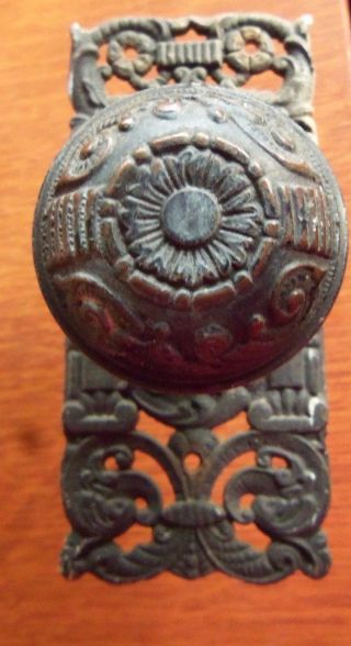 Antique Victorian Lacquered Bronze Doorbell Pull C1895 " Portulaca " By Penn