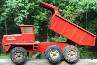 Vintage Buddy L Hydrolic Mack Red Dump Truck Toy Truck Wear 21 "