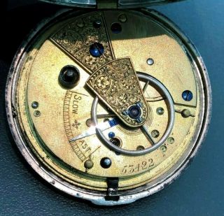 Fusee Pocket Watch Key Set London 1884 Silver Dial Movement 53422 w/ Fob 3