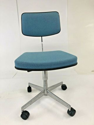 Mid Century Modern Labofa Task Chair Desk Office Swivel Danish Metal Blue 1970s