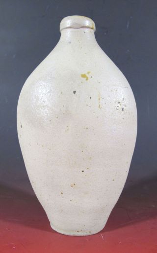 Antique C 1800 - 1825 Salt Glazed Stoneware Flask Northeastern United States Yqz