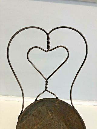 Vintage ICE CREAM PARLOR CHAIR Heart Back bistro side antique twisted wire art 2