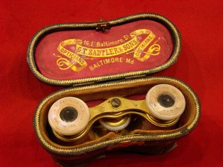 Antique Binoculars / Opera Glasses Made By G.  T.  Sadtler Of Baltimore.  1800 