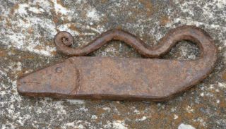 Scarce 18th C Figural Sea Serpent Flint Striker Forged Iron Antique Folk Art Nr