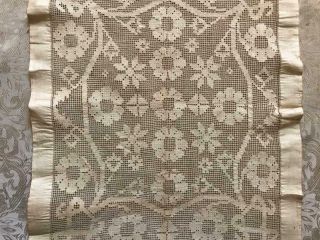 EARLY 19th CENTURY LINEN DRAWN THREAD EMBROIDERY LACE PANEL,  LABEL 239 4
