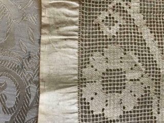 EARLY 19th CENTURY LINEN DRAWN THREAD EMBROIDERY LACE PANEL,  LABEL 239 5