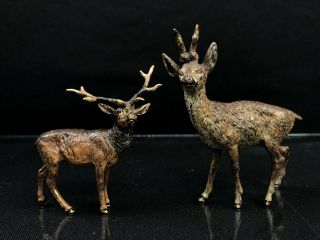 Austrian Vienna Bronze Cold Painted Moose & Elk Amazingly Detailed No/r