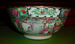 Large Antique 19th Cent.  Chinese Rose Medallion Export Bowl 12 Inches