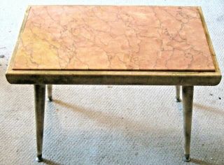 VINTAGE MID CENTURY MODERN PINK CARRERA MARBLE COFFEE TABLE WHITE MAPLE 1953 2