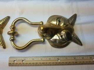 Vintage solid brass wolf/fox head door knocker 2
