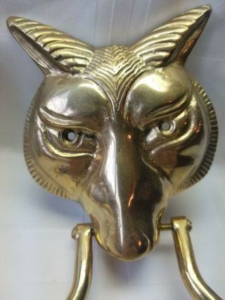 Vintage solid brass wolf/fox head door knocker 6