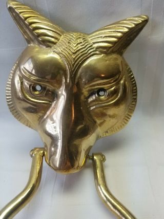 Vintage solid brass wolf/fox head door knocker 7