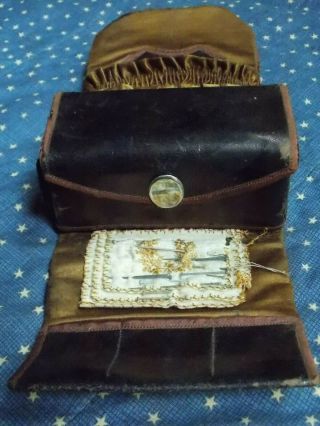 Civil War Era Leather Housewife Sewing Kit.  Shaker Style