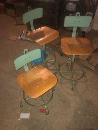 Vintage Adjusto Equipment Co Adjustable Drafting Chair Stool