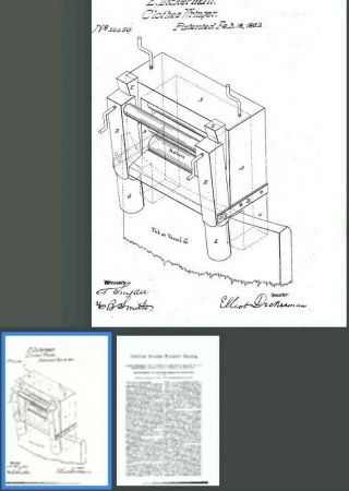 Elliott Dickerman (Dickersman) Clothes Wringer Antique Patent Model Feb 18th 1862 11
